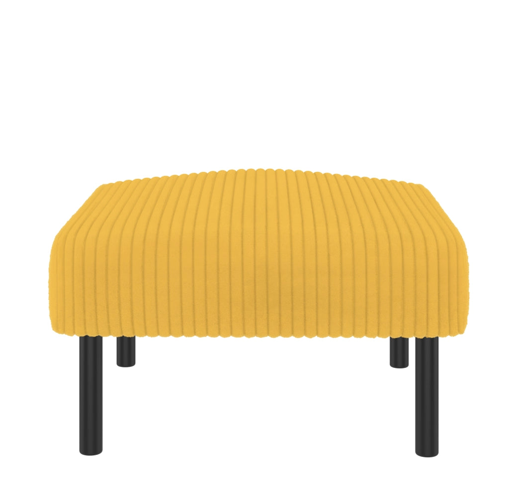 Set divano 3 pezzi in corduroy giallo con poltrona; pouf e divano 2 posti; 120 cm