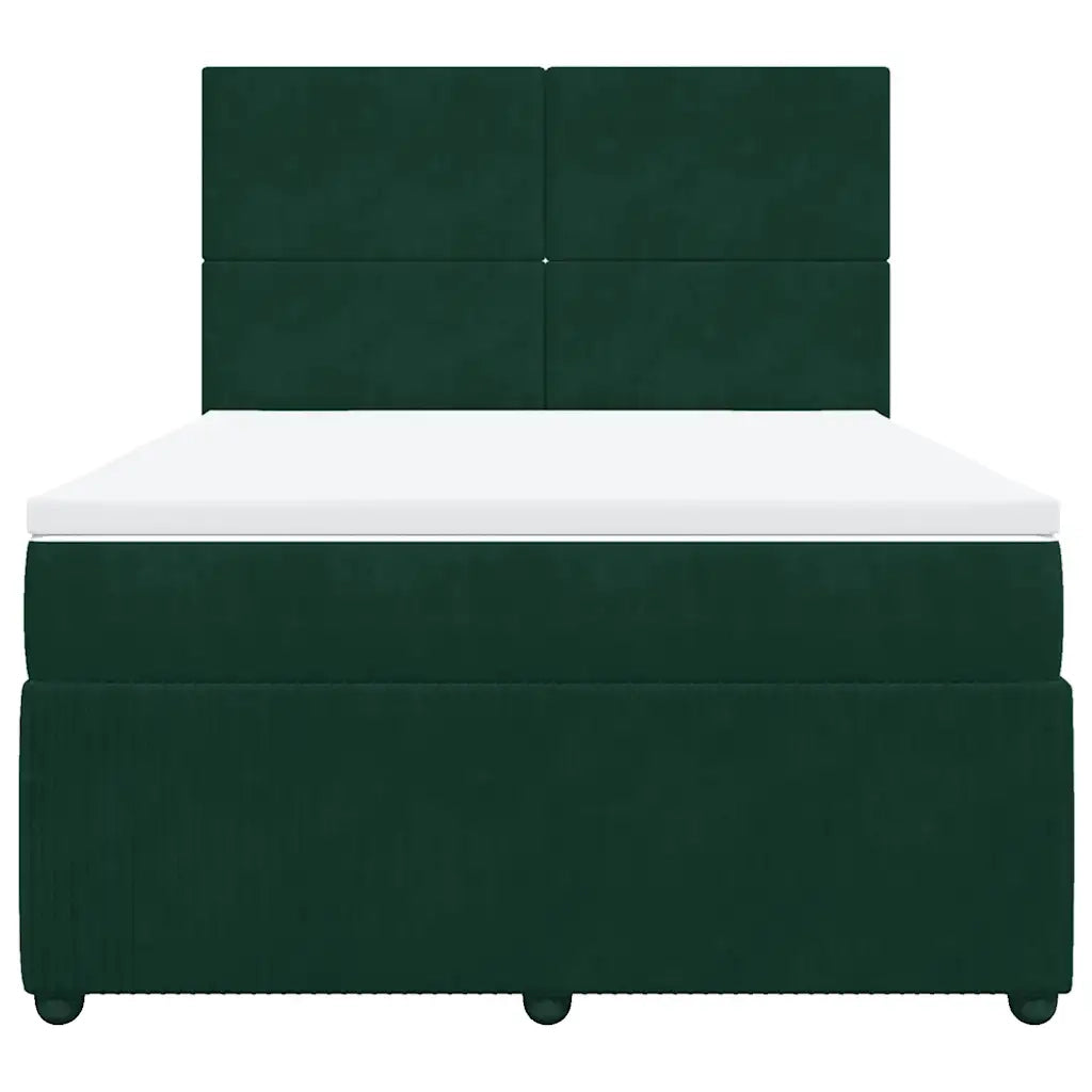 Giroletto a Molle con Materasso Verde Scuro 140x190 cm Velluto 3292331