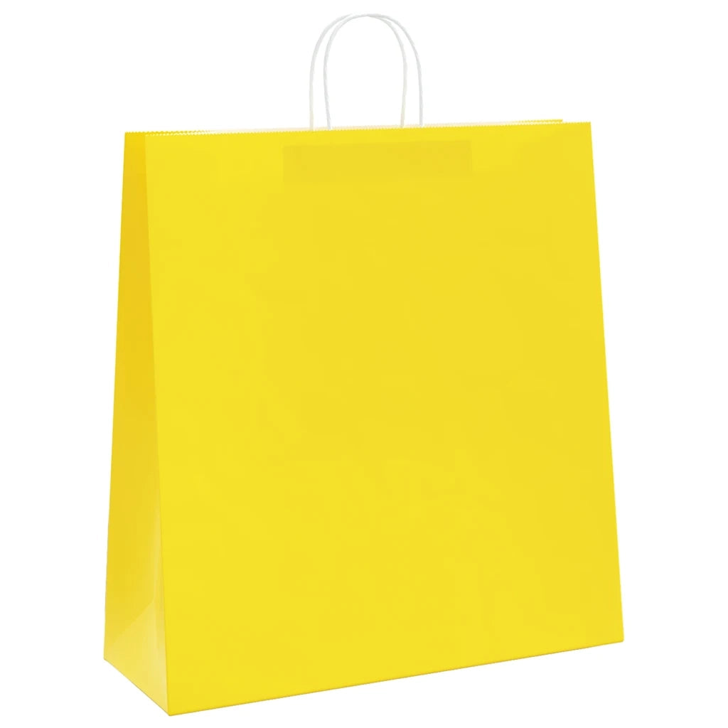 Sacchetti di Carta 250 pz con Manici Gialli 45x17x48 cm 4101793