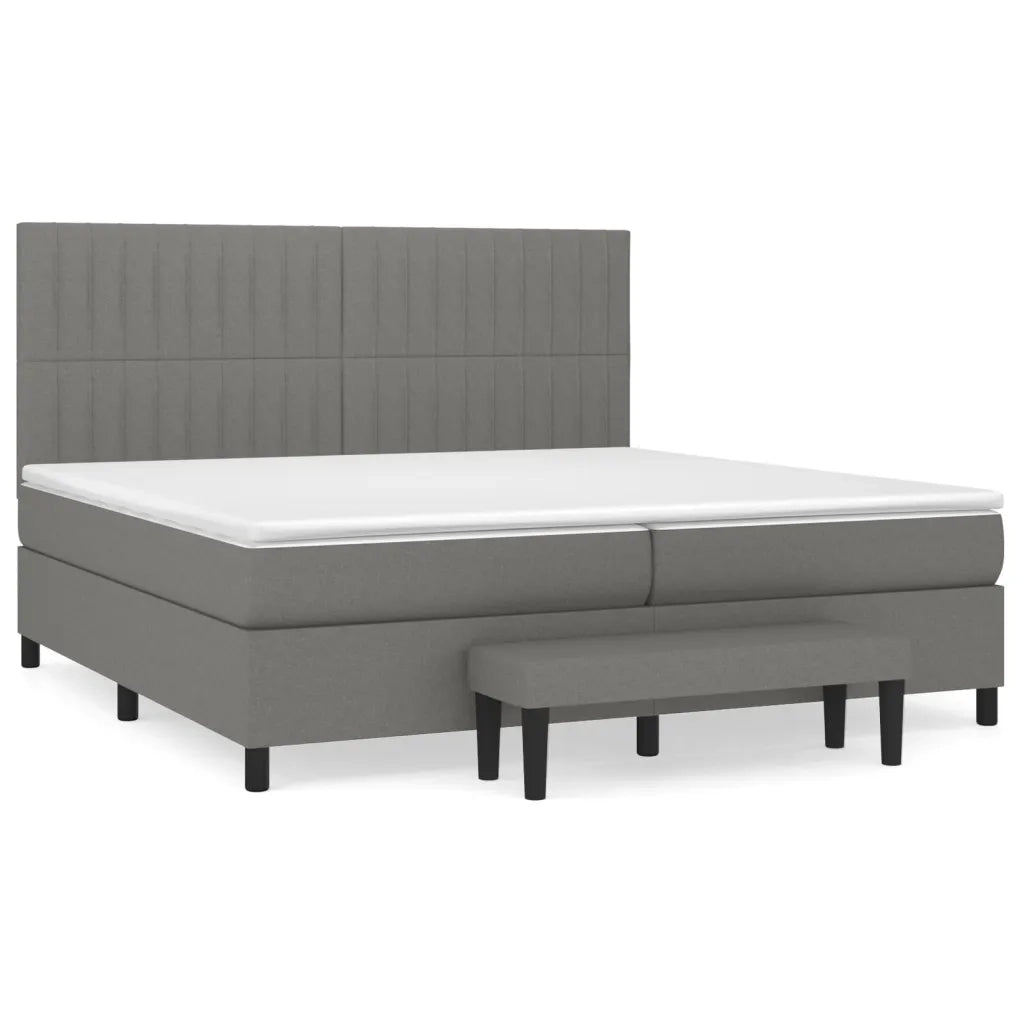 Giroletto a Molle con Materasso Grigio Scuro 200x200 cm Tessuto 3136782