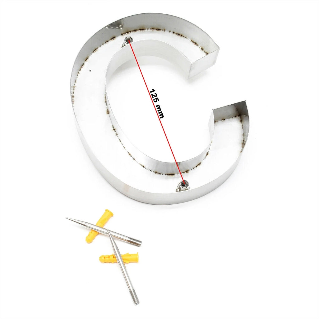Targa numero civico "c" acciaio sottile 15 cm Arial 3D hardware di montaggio 16_0001436