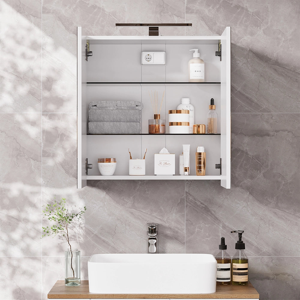 Vicco Mobile a specchio per il bagno Bianco 60 x 60 cm con illuminazione a LED