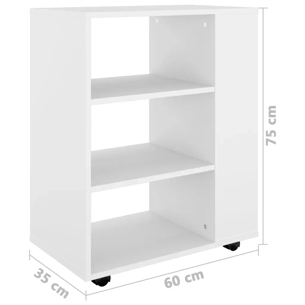 Mobiletto con Rotelle Bianco 60x35x75cm in Legno Ingegnerizzato 808449