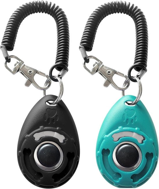 Clicker per Cani con Cinturino – Addestramento Clicker per Cani – Blu e Nero – Adatto per Cuccioli e Cani Adulti – Nero e Blu