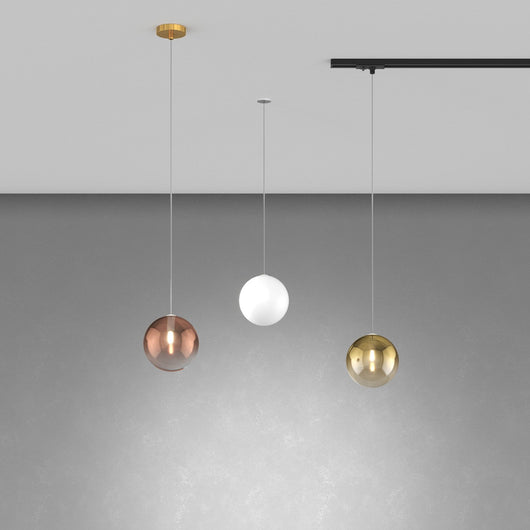 Sospensione Binario Contemporanea Eclipse Metallo Nero Vetro Oro 1 Luce G9