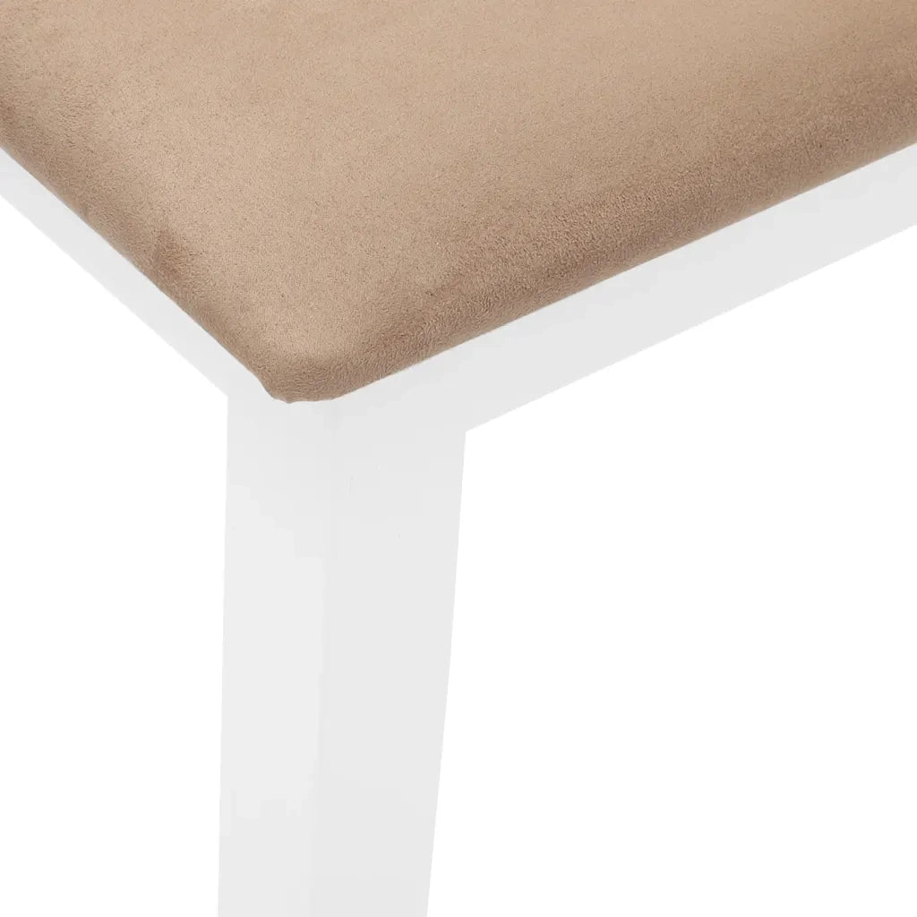 Panca-Sgabello 110 cm Bianco in Legno Massello di Hevea 635315