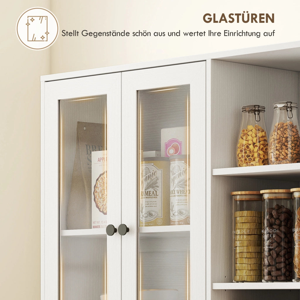 Mobile cucina con ante vetro e ripiani aperti ¨C Xylo ¨C Bianco MDF 172cm