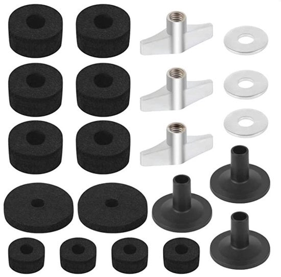 Set di accessori antiscivolo per batteria 21 pezzi - Accessori Hi Hat - Chiavi per tamburo - Viti in plastica/acciaio - Accessori per batteria