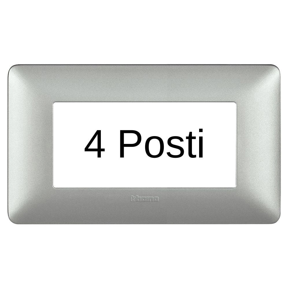 Bticino matix placca 4 posti tecnopolimero colorata am4804 pezzi 4 *** colore silver, confezione 1