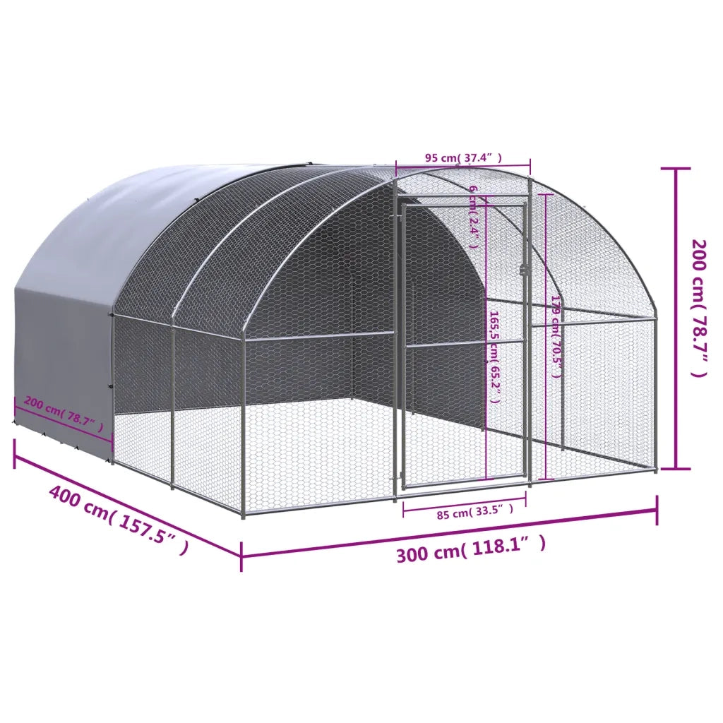 Pollaio per Esterni 3x4x2 m in Acciaio Zincato 3095473