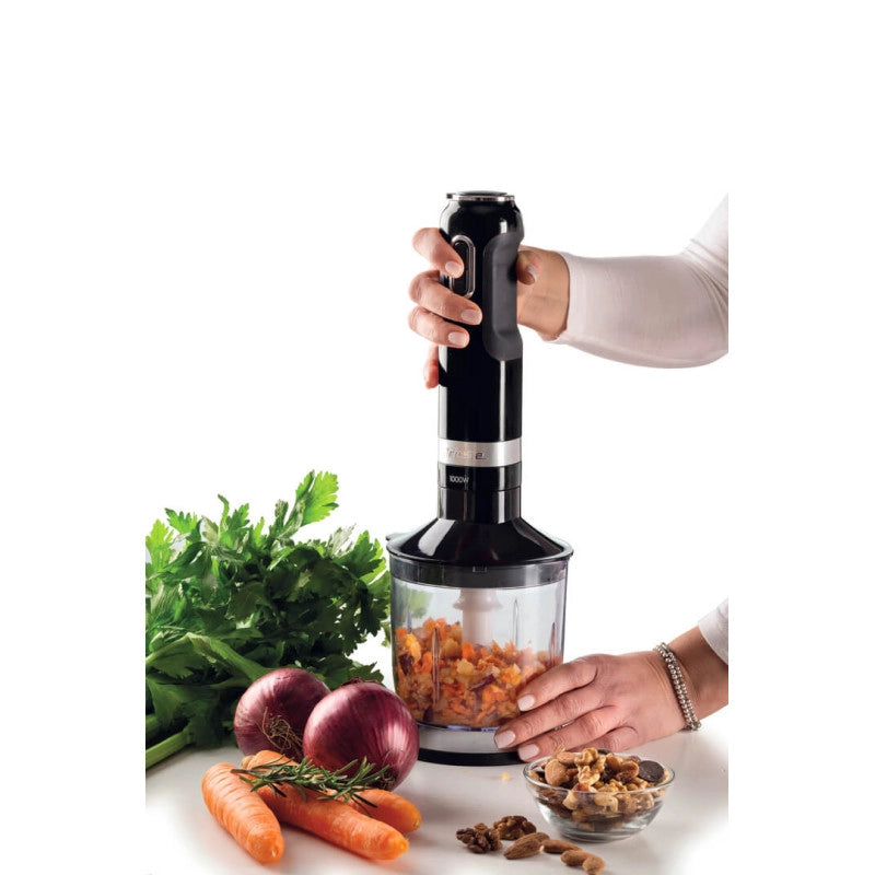 Frullatore a immersione 1000W - 10 velocità + turbo - Accessori inclusi - Nero