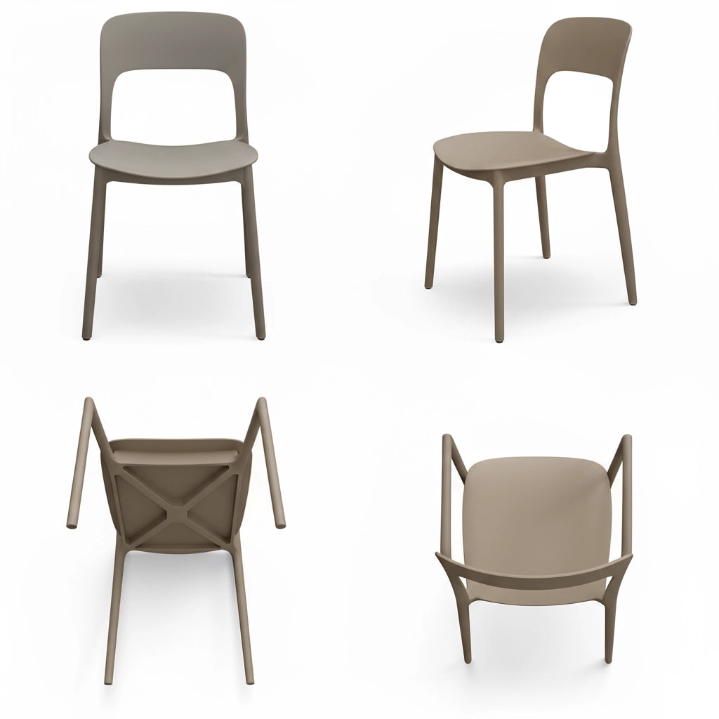 Set 4 Sedie Da Giardino In Polipropilene Impilabili Leggere E Resistenti Ideali Per Esterni Terrazze Giardini Bar Dehors Ristoranti 41 x 82,5 x 52 cm Tortora