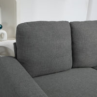 Divano 3 Posti 237x94x102 cm con Cuscini Rivestimento Effetto Lino Grigio