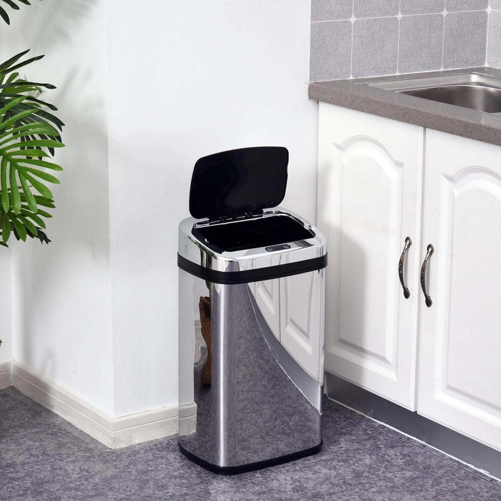 Cestino 30L con Sensore di Movimento ¨C Zephmum ¨C Acciaio Inox 33x25x58 cm Argento e Nero