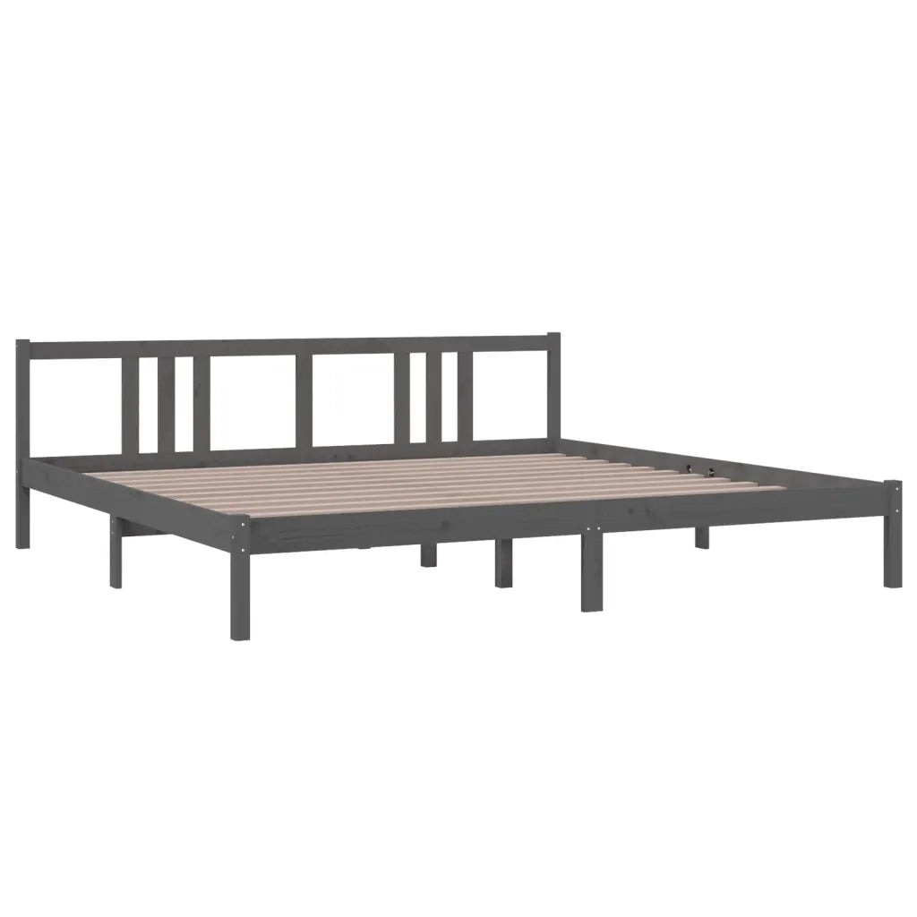 Giroletto-Struttura Letto Grigio in Legno Massello 200x200 cm 945011