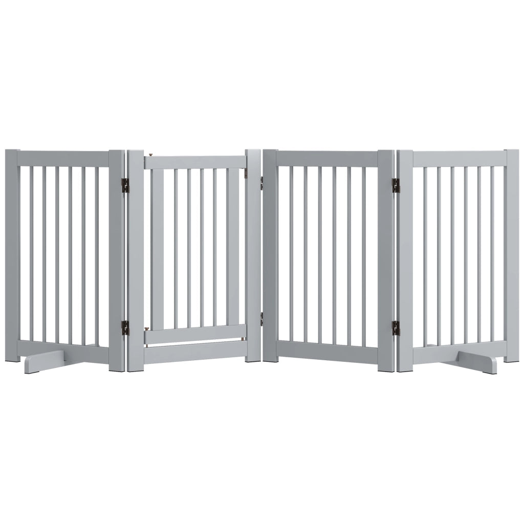 Cancello per Cani ¨C zephmum ¨C Legno di Pino 204x36x75 cm Grigio Chiaro