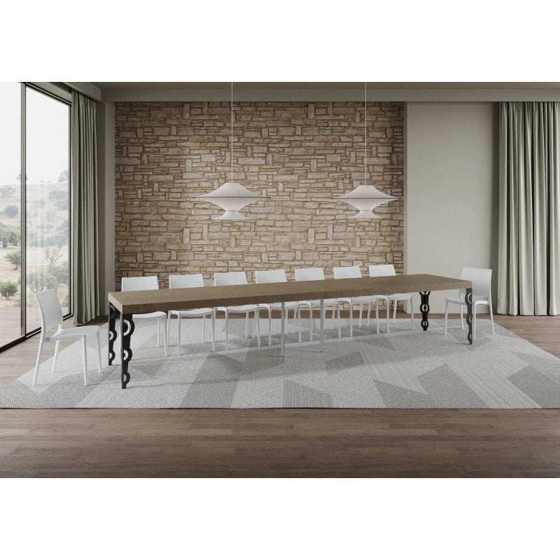 Tavolo allungabile 160/420x90 cm Karamay Premium telaio Antracite - Tortora