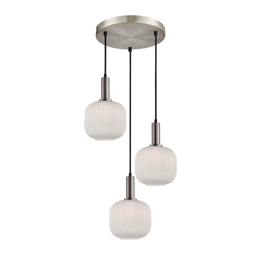 Sospensione Italux PENZI cromo 3 luci vetro bianco