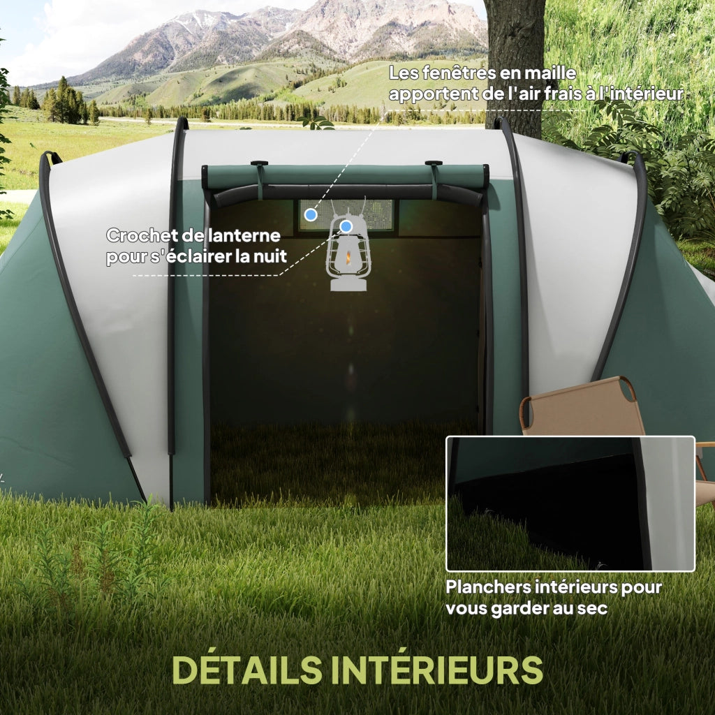 Tenda da Campeggio 4-5 Persone 2 Camere ¨C Zephmum ¨C Verde 3000mm Impermeabile