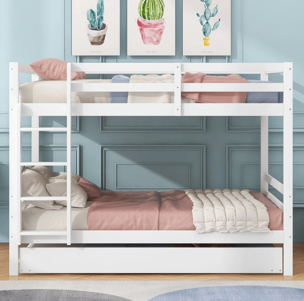 Letto a castello con letto estraibile 140x200 cm, struttura robusta e stile moderno