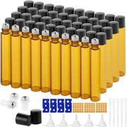 Roll-on flessine in vetro 10 ml marrone - 50 pezzi - oli essenziali, palle di rullo in acciaio inossidabile