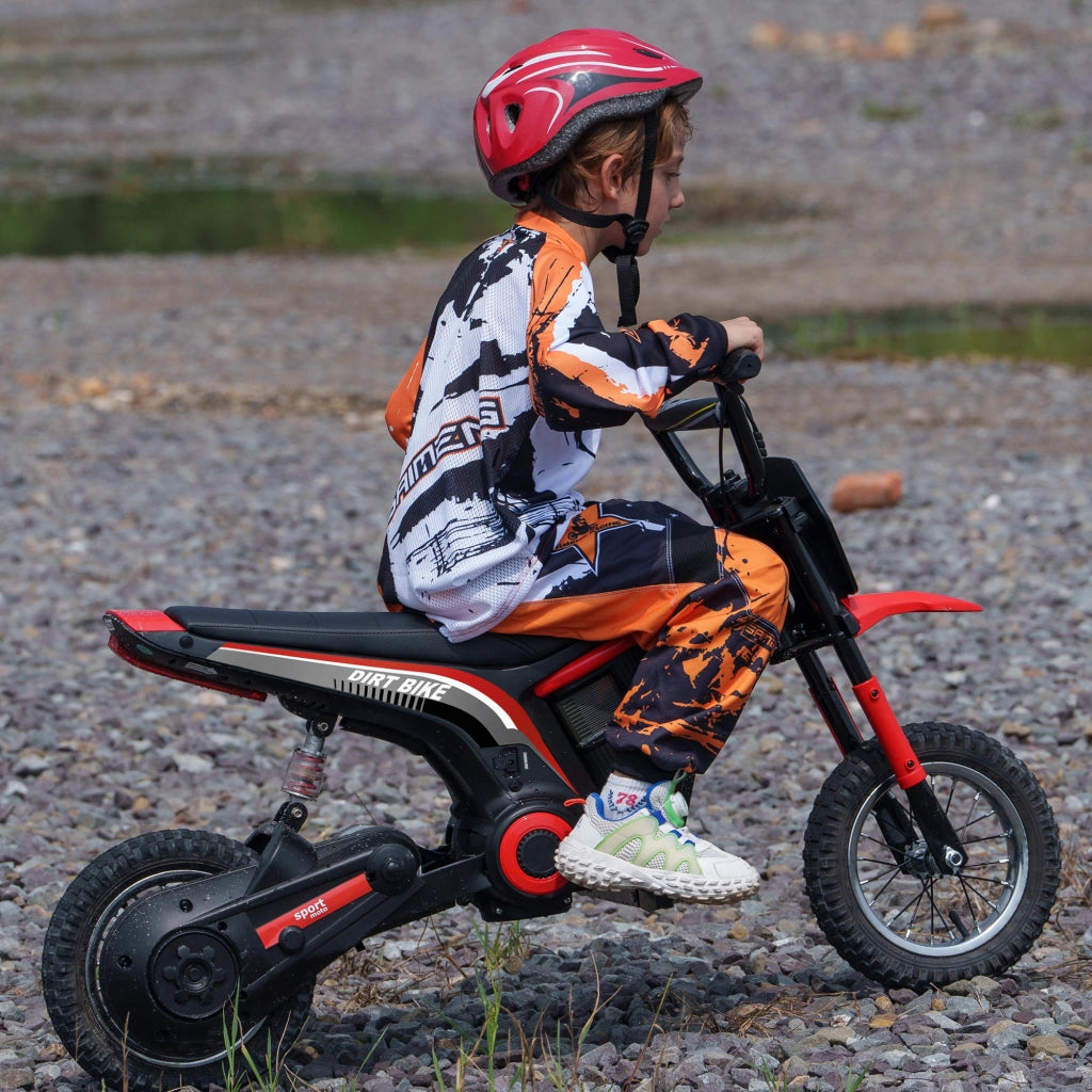Moto Elettrica per Bambini con Acceleratore Manuale. 2 Velocit¨¤ 8-16km/h. Et¨¤ 8-12 Anni. Rosso