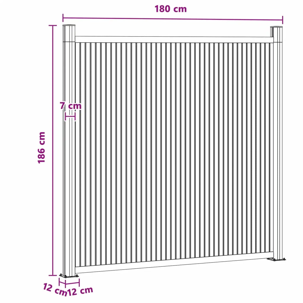Pannello di recinzione | Recinzione da Giardino WPC e Alluminio Nero