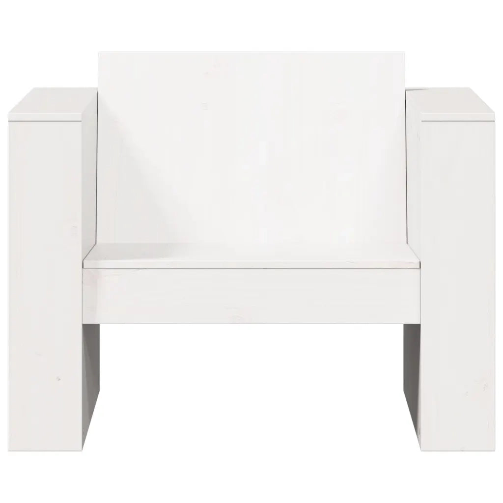 Divano da Giardino Bianco 79x60x62 cm in Legno Massello di Pino 832366