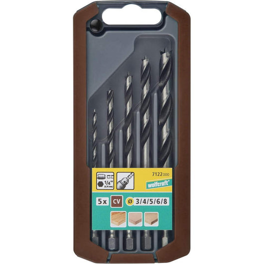 Punte Trapano per Legno Ø 3-8 mm Esagonale Wolfcraft Set 5 pz