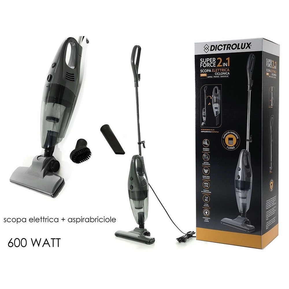 Trade Shop - Scopa Elettrica Ciclonica Senza Sacco Aspirabriciole Portatile 2in1 600w Serbatoio Da 1lt -