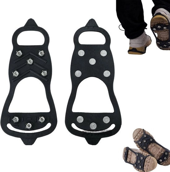Antiscivolo per Stivali da Neve - Cramponi Antiscivolo - Stivali con Spighe per Neve - Stivali con Spighe per Montagna - Cramponi per Donne o Uomini - Nero - Taglia 41-46