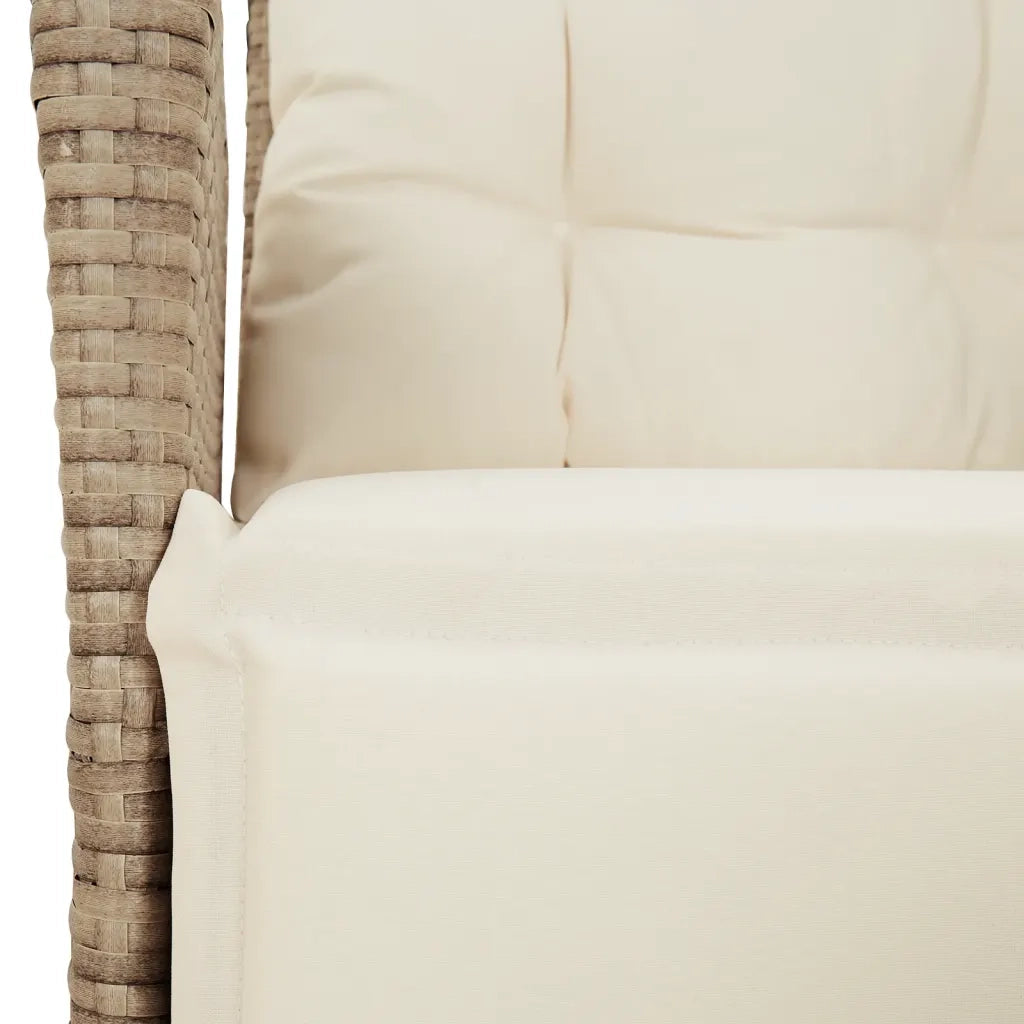Set da Pranzo da Giardino 3 pz con Cuscini Beige in Polyrattan