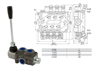 Distributore monoblocco in ghisa 1 leva 3/4 tipo DN 85 predisposto carry over - 81567