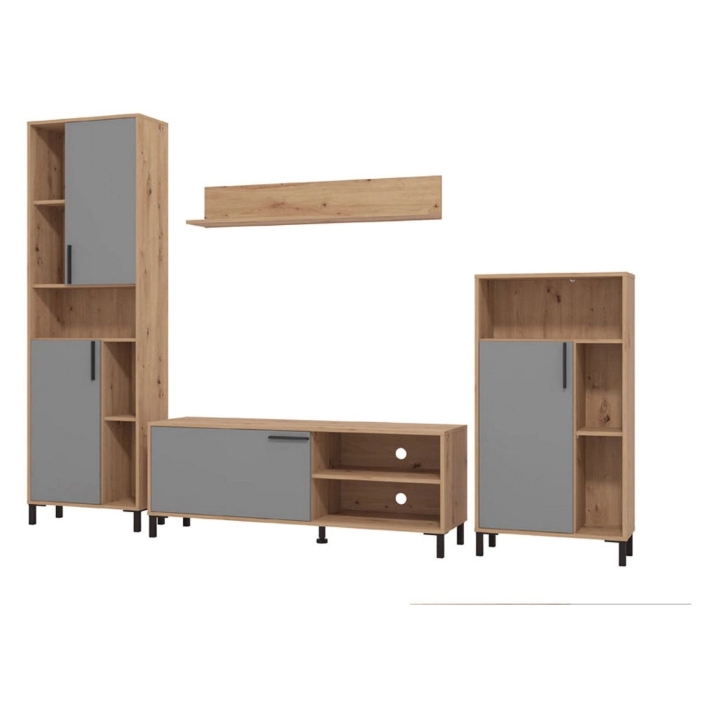 Mobile Soggiorno Civitate, Parete Attrezzata Modulabile, 279x38x192.5h cm Nero Antracite