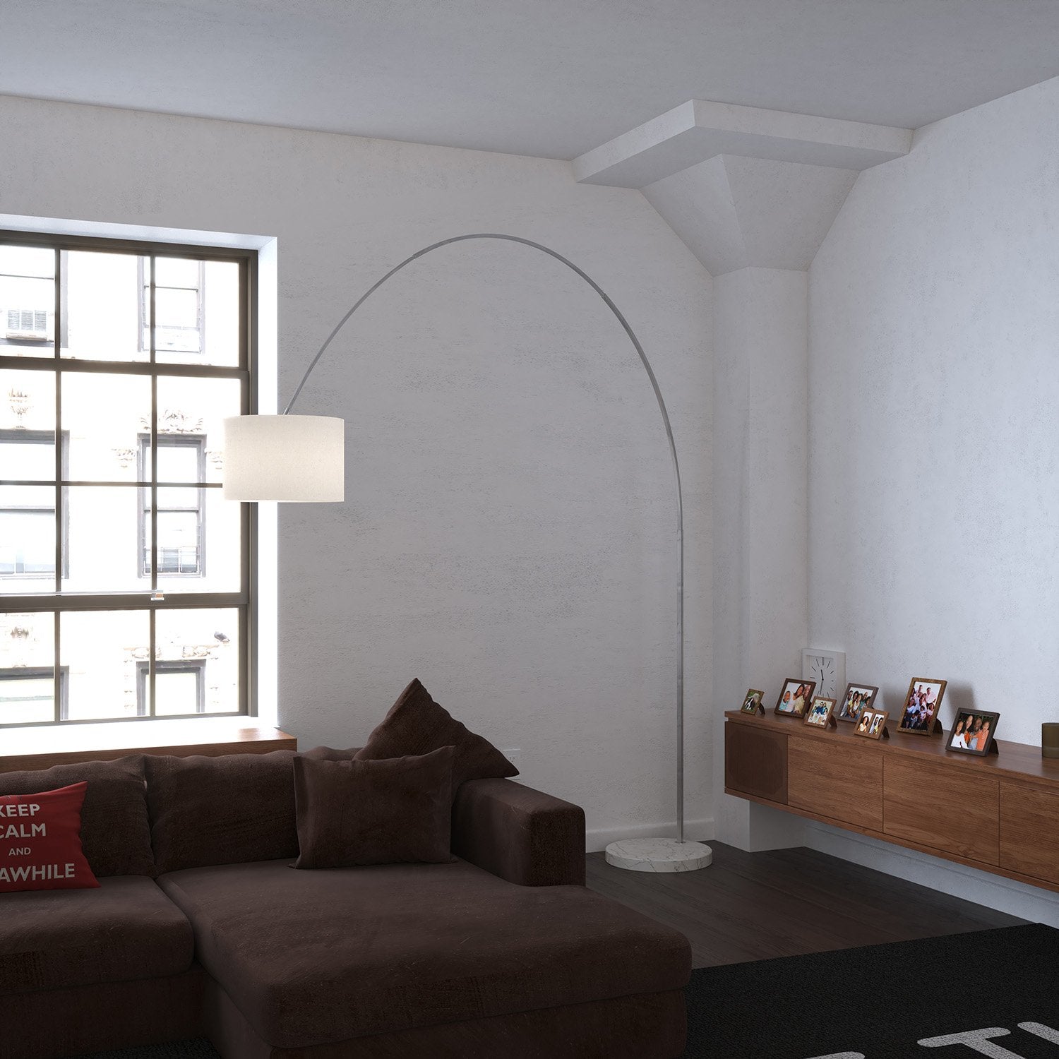 Piantana Contemporanea Turning Marmo E Tessuto Bianco 1 Luce E27