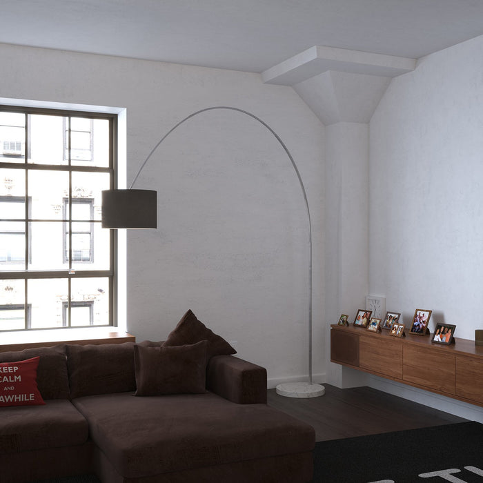 Piantana Contemporanea Turning Marmo Bianco Tessuto Nero 1 Luce E27