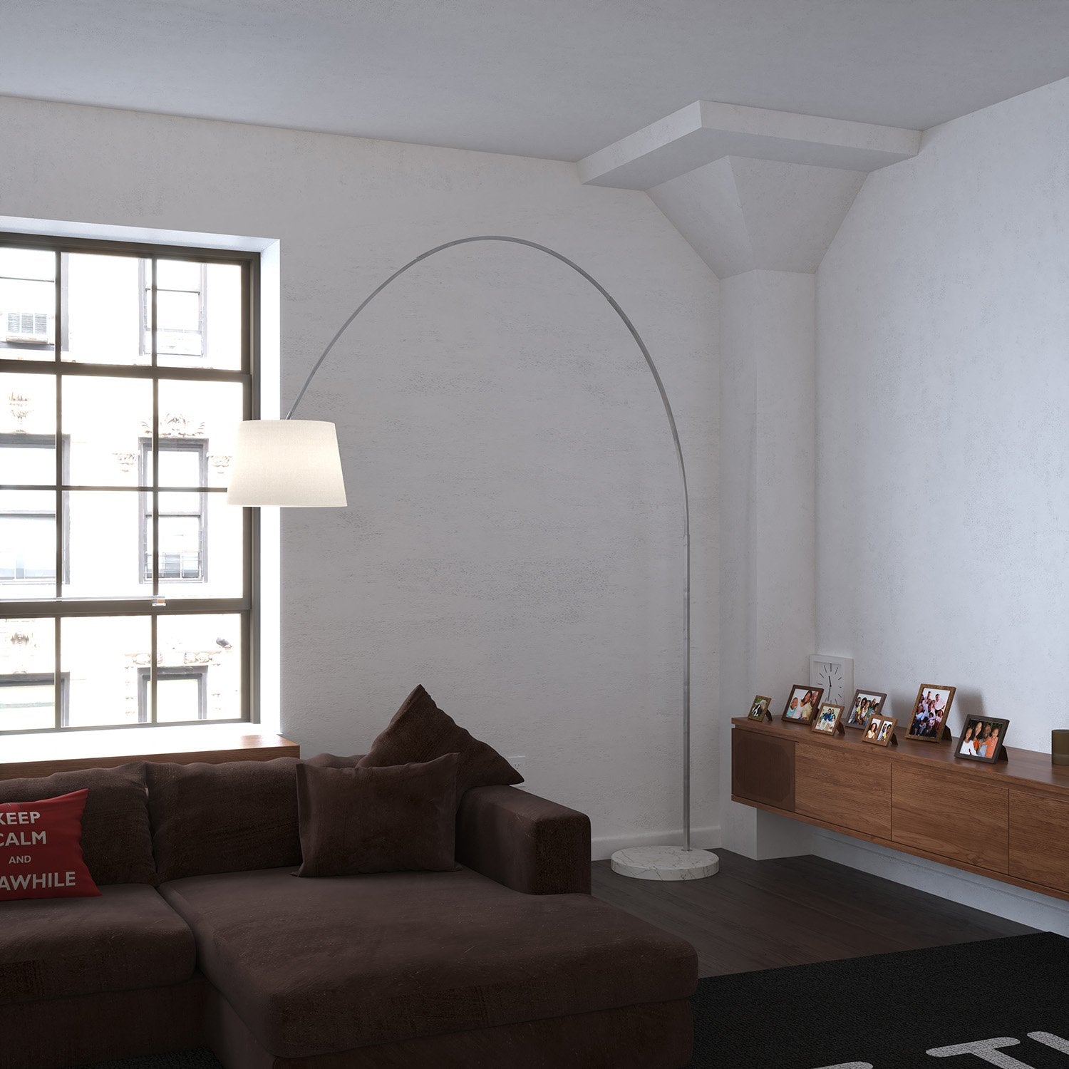 Piantana Contemporanea Turning Marmo E Diffusore Bianco1 Luce E27