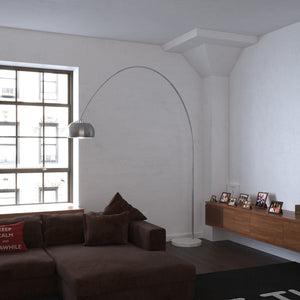 Piantana Contemporanea Turning Marmo Bianco Metallo Cromo 1 Luce E27