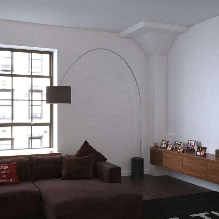 Piantana Contemporanea Turning Marmo Cilindro E Tessuto Nero 1 Luce E27