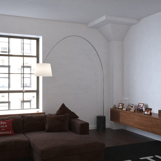 Piantana Contemporanea Turning Marmo Nero Cilindro Diffusore Bianco 1 Luce E27