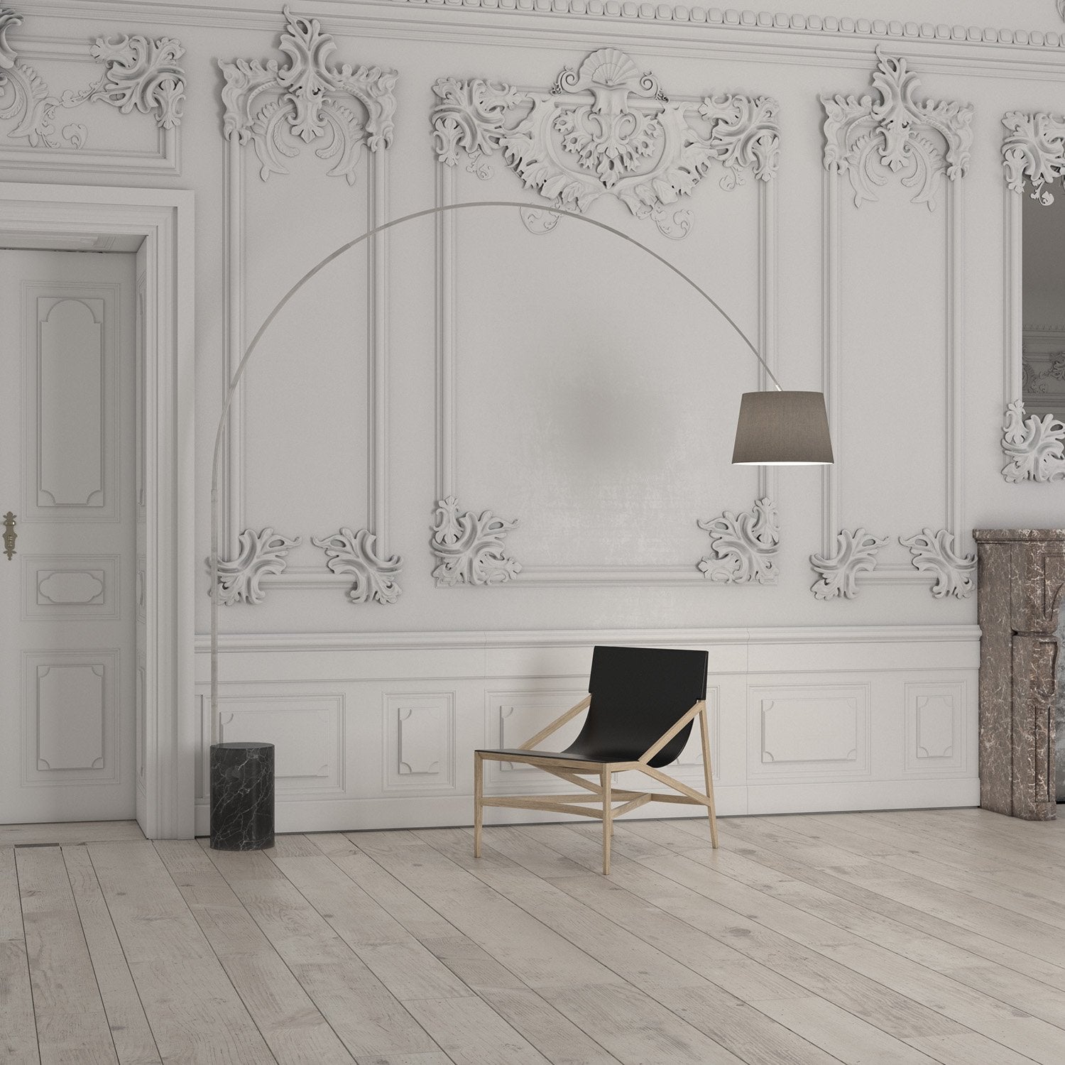 Piantana Contemporanea Turning Marmo Cilindro E Diffusore Nero 1 Luce E27