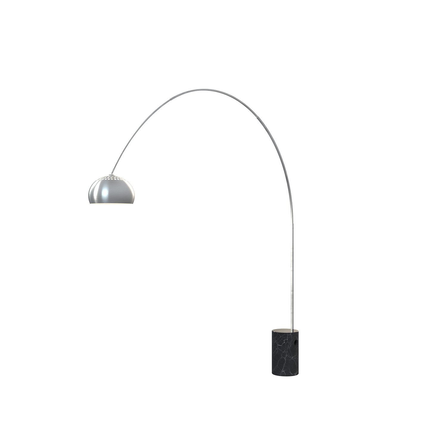 Piantana Contemporanea Turning Marmo Nero Cilindro Metallo Cromo 1 Luce E27