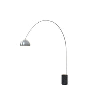 Piantana Contemporanea Turning Marmo Nero Cilindro Metallo Cromo 1 Luce E27
