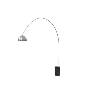Piantana Contemporanea Turning Marmo Nero Cilindro Metallo Cromo 1 Luce E27