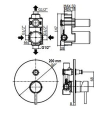 Miscelatore doccia incasso doppia uscita con deviatore