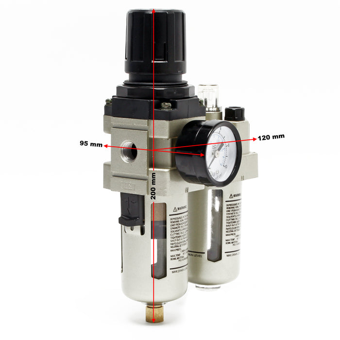 Unità di manutenzione aria compressa Filtro Regolatore pressione Separatore acqua 12,91mm