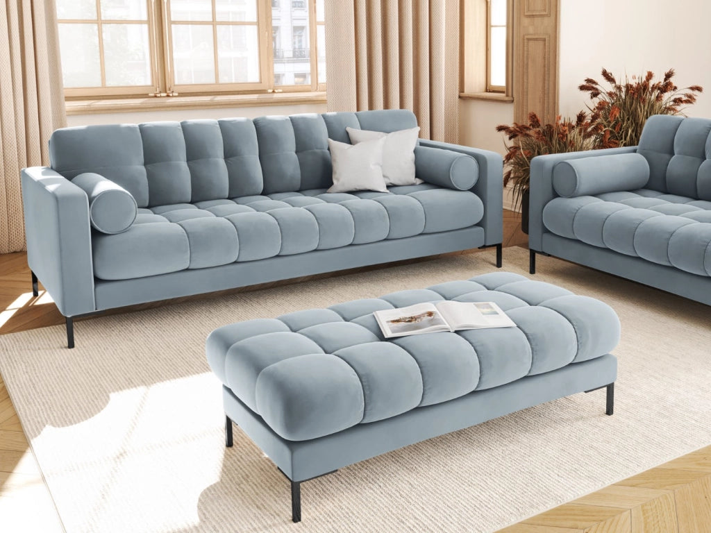 Cosmopolitan Design - Divano "Bali" 3 posti in velluto azzurro 