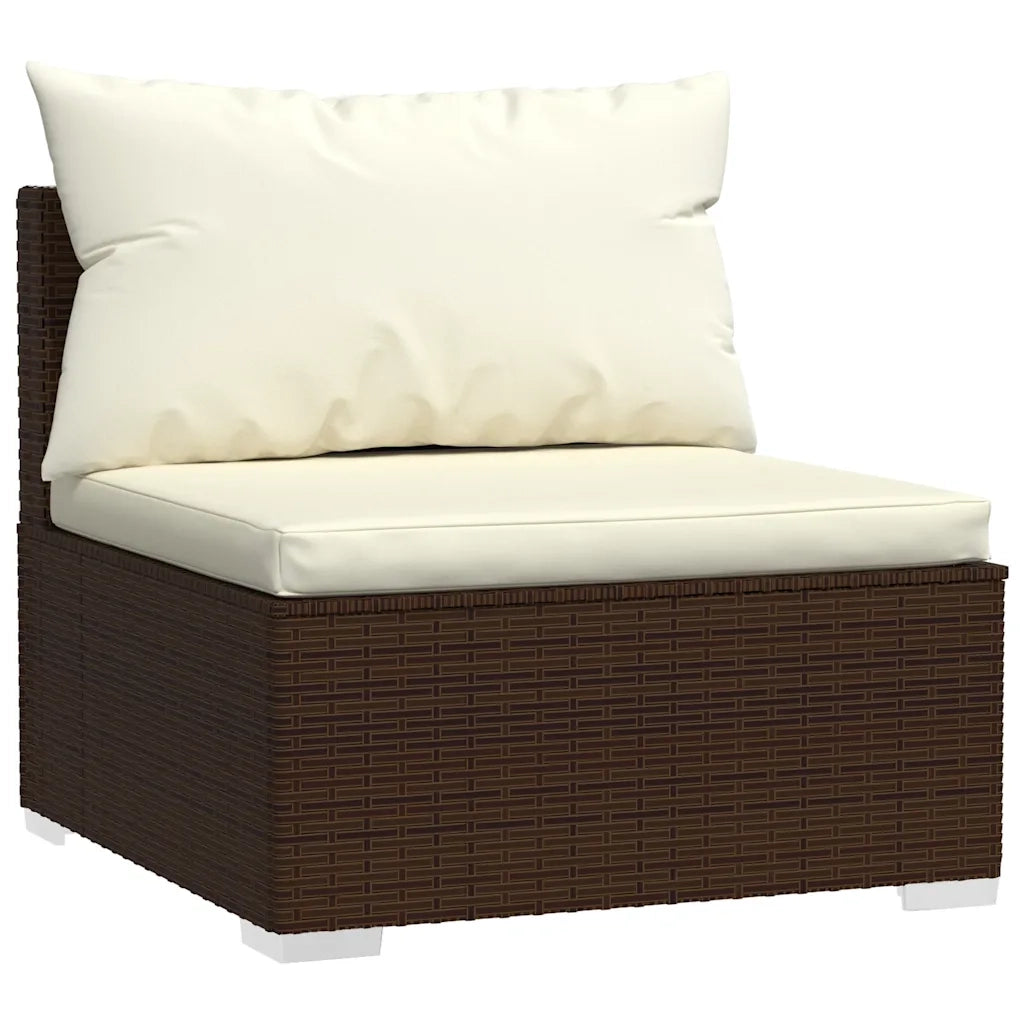 Set Divani da Giardino 4 pz | Set Salotto da Giardino con Cuscini in Polyrattan Marrone