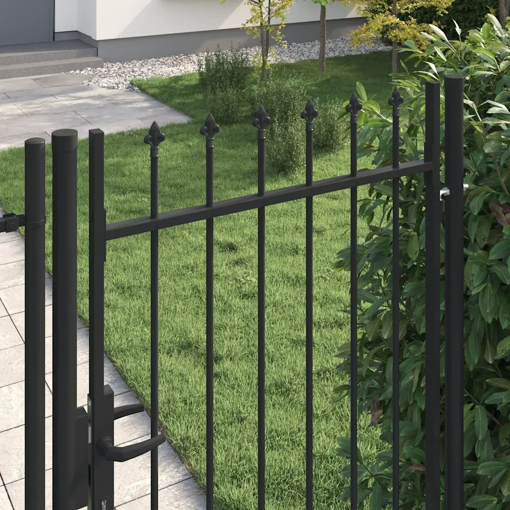 Cancello per recinzione BOXTEL porta singola con punta in acciaio 1x1,75 m Nero 145745