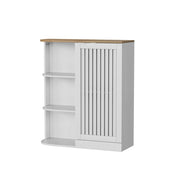 Mobile angolare con 3 ripiani aperti e ripiani regolabili - per bagno - in MDF - 68×25×76 cm - bianco e rovere